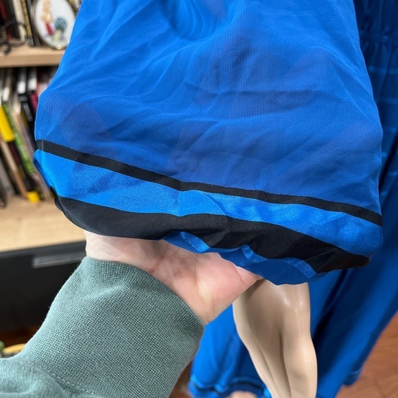 1980s Donna Morgan royal blue true vintage satin Career modesty Dress-L - Picture 9 of 14